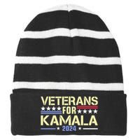 Veterans For Kamala American Flag Kamala Harris Supporter Striped Beanie with Solid Band