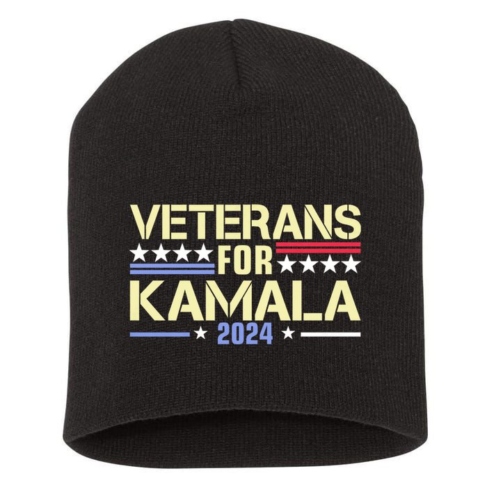 Veterans For Kamala American Flag Kamala Harris Supporter Short Acrylic Beanie