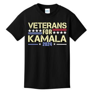 Veterans For Kamala American Flag Kamala Harris Supporter Kids T-Shirt