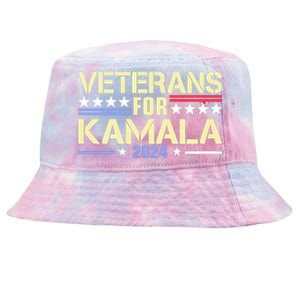 Veterans For Kamala American Flag Kamala Harris Supporter Tie-Dyed Bucket Hat