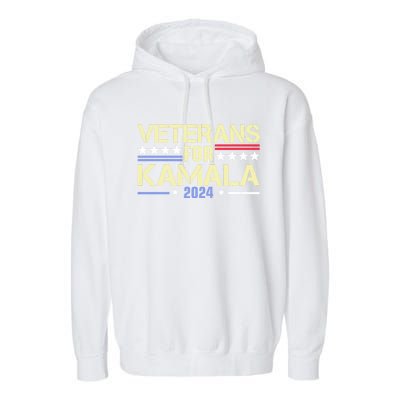 Veterans For Kamala American Flag Kamala Harris Supporter Garment-Dyed Fleece Hoodie