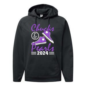 Voting For Kamala Harris Usa Election Chucks And Pearls 2024 Gift Performance Fleece Hoodie