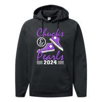 Voting For Kamala Harris Usa Election Chucks And Pearls 2024 Gift Performance Fleece Hoodie