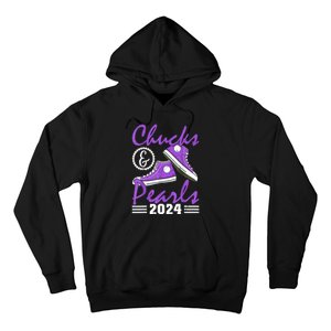 Voting For Kamala Harris Usa Election Chucks And Pearls 2024 Gift Hoodie