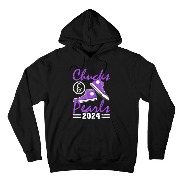 Voting For Kamala Harris Usa Election Chucks And Pearls 2024 Gift Hoodie