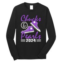 Voting For Kamala Harris Usa Election Chucks And Pearls 2024 Gift Long Sleeve Shirt