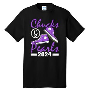 Voting For Kamala Harris Usa Election Chucks And Pearls 2024 Gift Tall T-Shirt