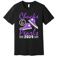 Voting For Kamala Harris Usa Election Chucks And Pearls 2024 Gift Premium T-Shirt