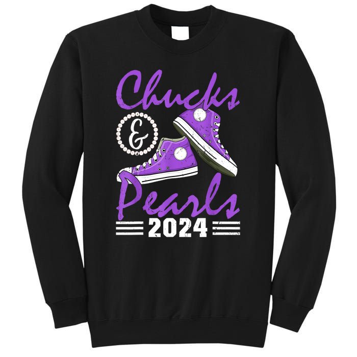 Voting For Kamala Harris Usa Election Chucks And Pearls 2024 Gift Tall Sweatshirt