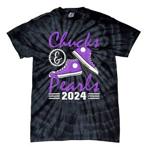 Voting For Kamala Harris Usa Election Chucks And Pearls 2024 Gift Tie-Dye T-Shirt