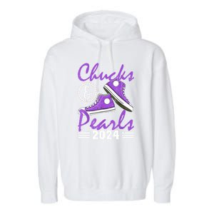 Voting For Kamala Harris Usa Election Chucks And Pearls 2024 Gift Garment-Dyed Fleece Hoodie