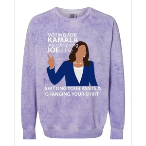 Voting For Kamala After Dropping Joe Is Like Shitting Colorblast Crewneck Sweatshirt