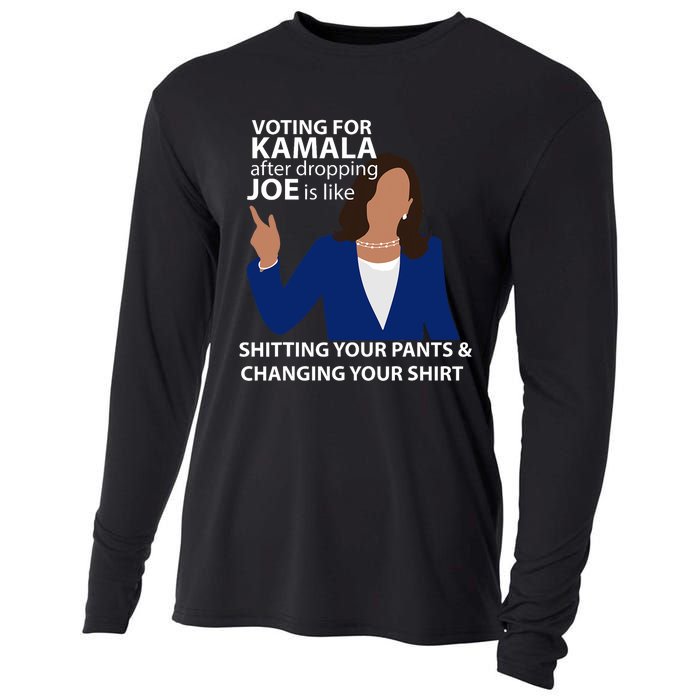 Voting For Kamala After Dropping Joe Is Like Shitting Cooling Performance Long Sleeve Crew