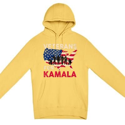 Veterans For Kamala American Flag Army Support Kamala Harris Premium Pullover Hoodie