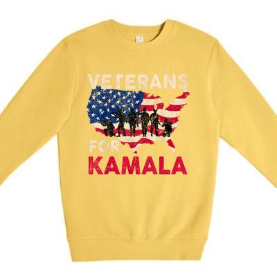 Veterans For Kamala American Flag Army Support Kamala Harris Premium Crewneck Sweatshirt