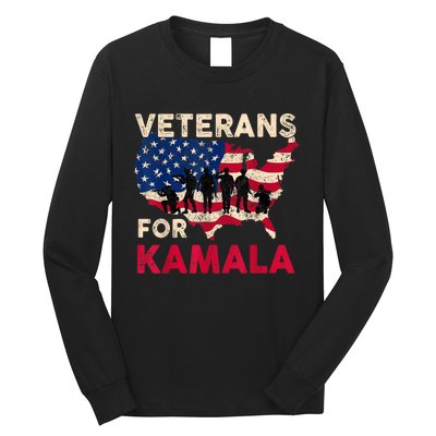 Veterans For Kamala American Flag Army Support Kamala Harris Long Sleeve Shirt