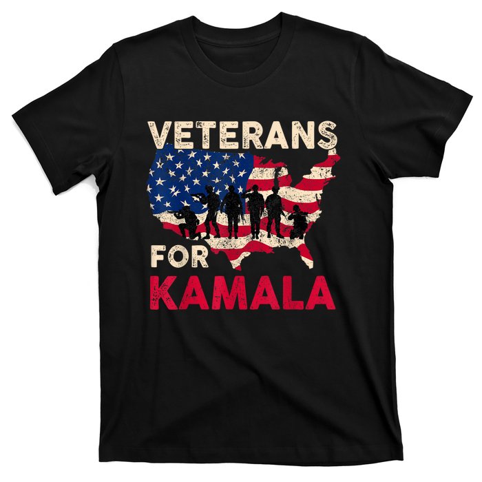 Veterans For Kamala American Flag Army Support Kamala Harris T-Shirt