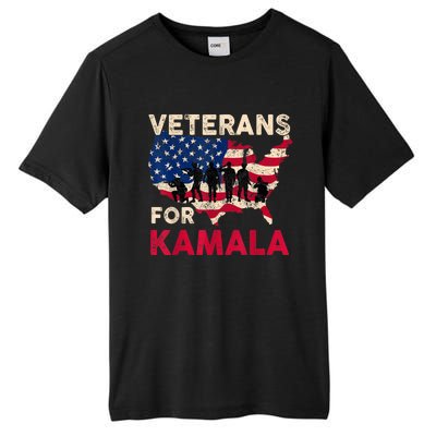 Veterans For Kamala American Flag Army Support Kamala Harris Tall Fusion ChromaSoft Performance T-Shirt