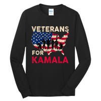 Veterans For Kamala American Flag Army Support Kamala Harris Tall Long Sleeve T-Shirt