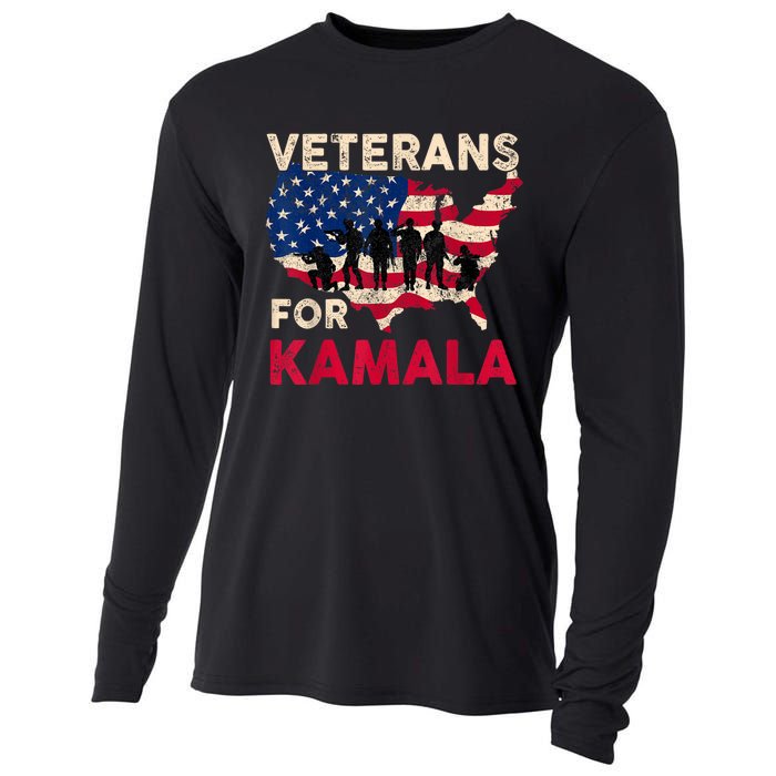 Veterans For Kamala American Flag Army Support Kamala Harris Cooling Performance Long Sleeve Crew