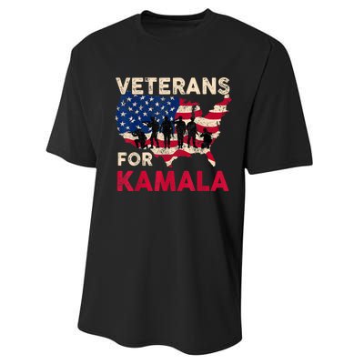 Veterans For Kamala American Flag Army Support Kamala Harris Performance Sprint T-Shirt