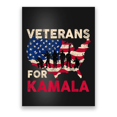Veterans For Kamala American Flag Army Support Kamala Harris Poster