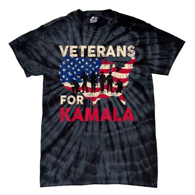 Veterans For Kamala American Flag Army Support Kamala Harris Tie-Dye T-Shirt