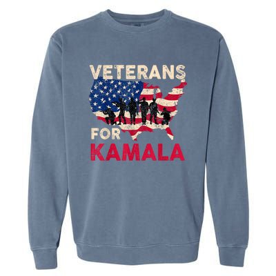 Veterans For Kamala American Flag Army Support Kamala Harris Garment-Dyed Sweatshirt