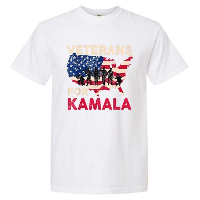 Veterans For Kamala American Flag Army Support Kamala Harris Garment-Dyed Heavyweight T-Shirt