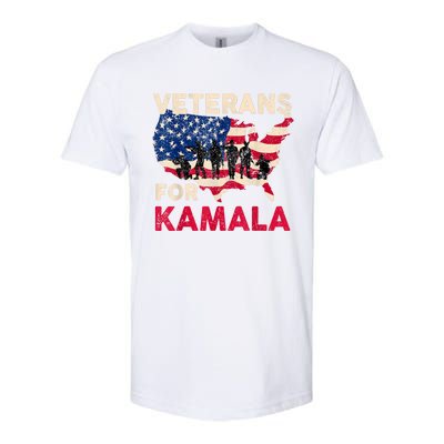 Veterans For Kamala American Flag Army Support Kamala Harris Softstyle CVC T-Shirt