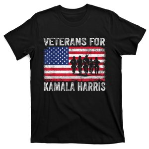 Veterans For Kamala Harris 2024 Election Usa Flag Military T-Shirt