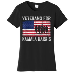 Veterans For Kamala Harris 2024 Election Usa Flag Military Women's T-Shirt