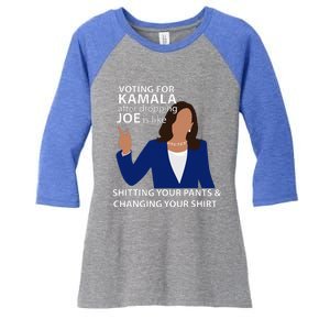 Voting For Kamala After Dropping Joe Is Like Shitting Women's Tri-Blend 3/4-Sleeve Raglan Shirt