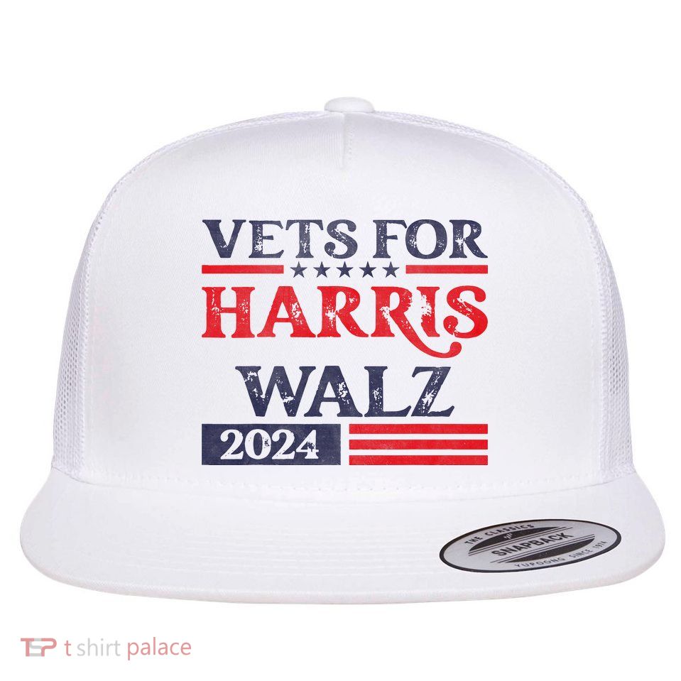 Vets For Kamala Harris Tim Walz Veterans For Harris Flat Bill Trucker Hat