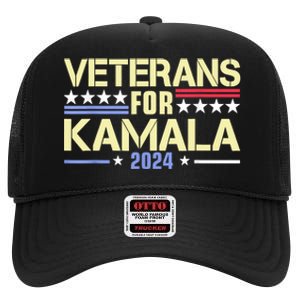 Veterans For Kamala Harris Supporter American Flag Gift High Crown Mesh Back Trucker Hat