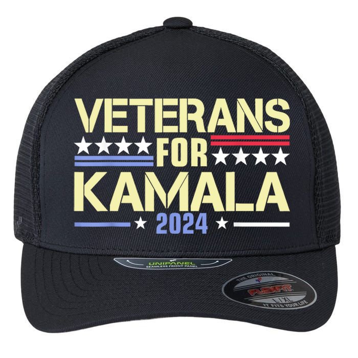 Veterans For Kamala Harris Supporter American Flag Gift Flexfit Unipanel Trucker Cap