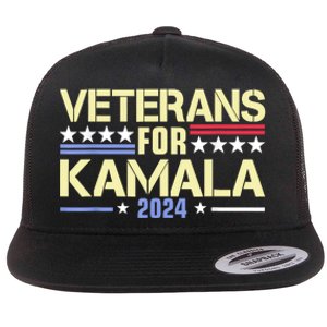 Veterans For Kamala Harris Supporter American Flag Gift Flat Bill Trucker Hat