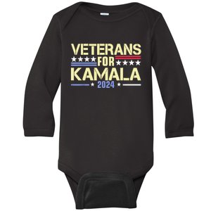 Veterans For Kamala Harris Supporter American Flag Gift Baby Long Sleeve Bodysuit