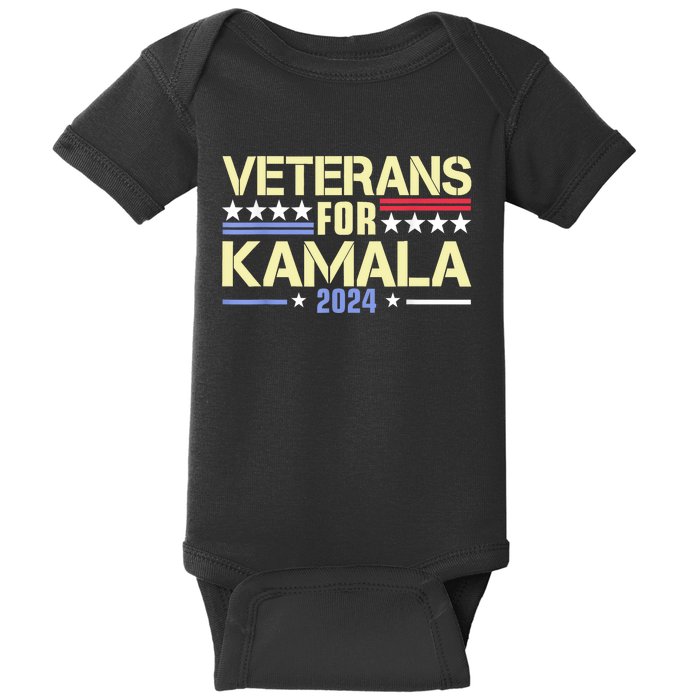 Veterans For Kamala Harris Supporter American Flag Gift Baby Bodysuit