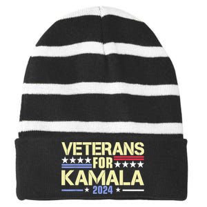 Veterans For Kamala Harris Supporter American Flag Gift Striped Beanie with Solid Band