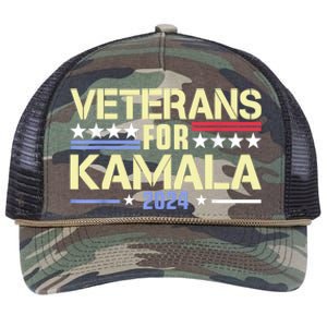 Veterans For Kamala Harris Supporter American Flag Gift Retro Rope Trucker Hat Cap