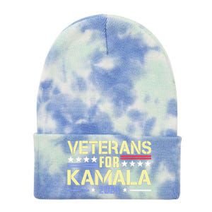 Veterans For Kamala Harris Supporter American Flag Gift Tie Dye 12in Knit Beanie