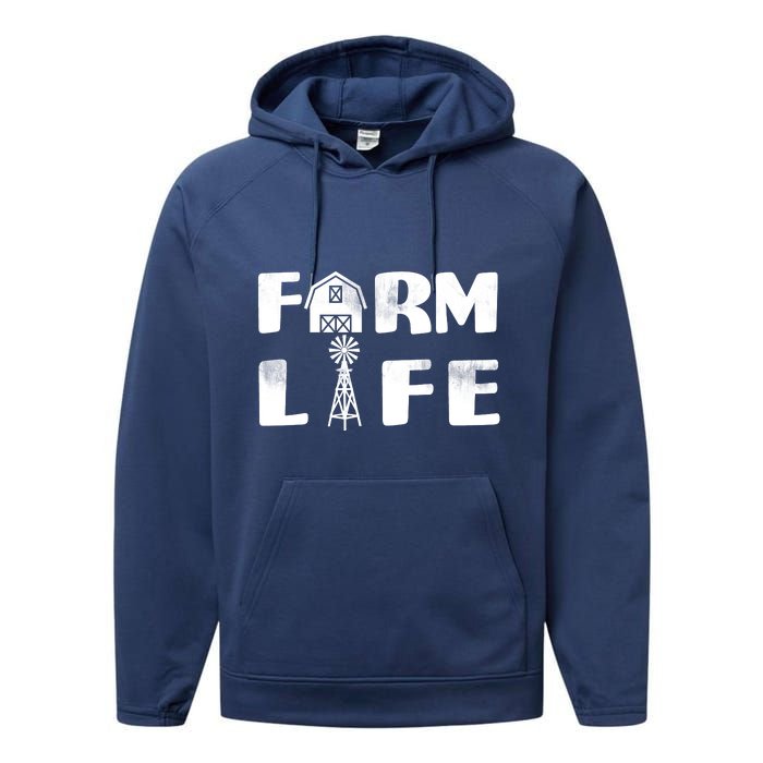 Vintage Farm Life, Man I Love Farming Performance Fleece Hoodie