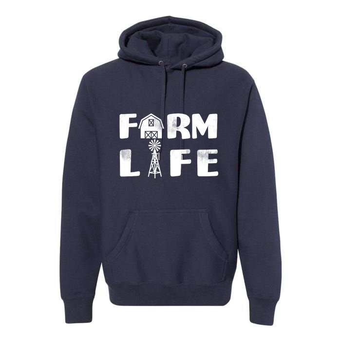 Vintage Farm Life, Man I Love Farming Premium Hoodie