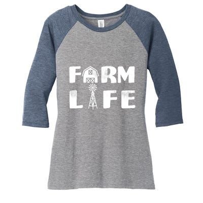 Vintage Farm Life, Man I Love Farming Women's Tri-Blend 3/4-Sleeve Raglan Shirt