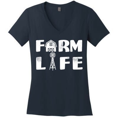 Vintage Farm Life, Man I Love Farming Women's V-Neck T-Shirt