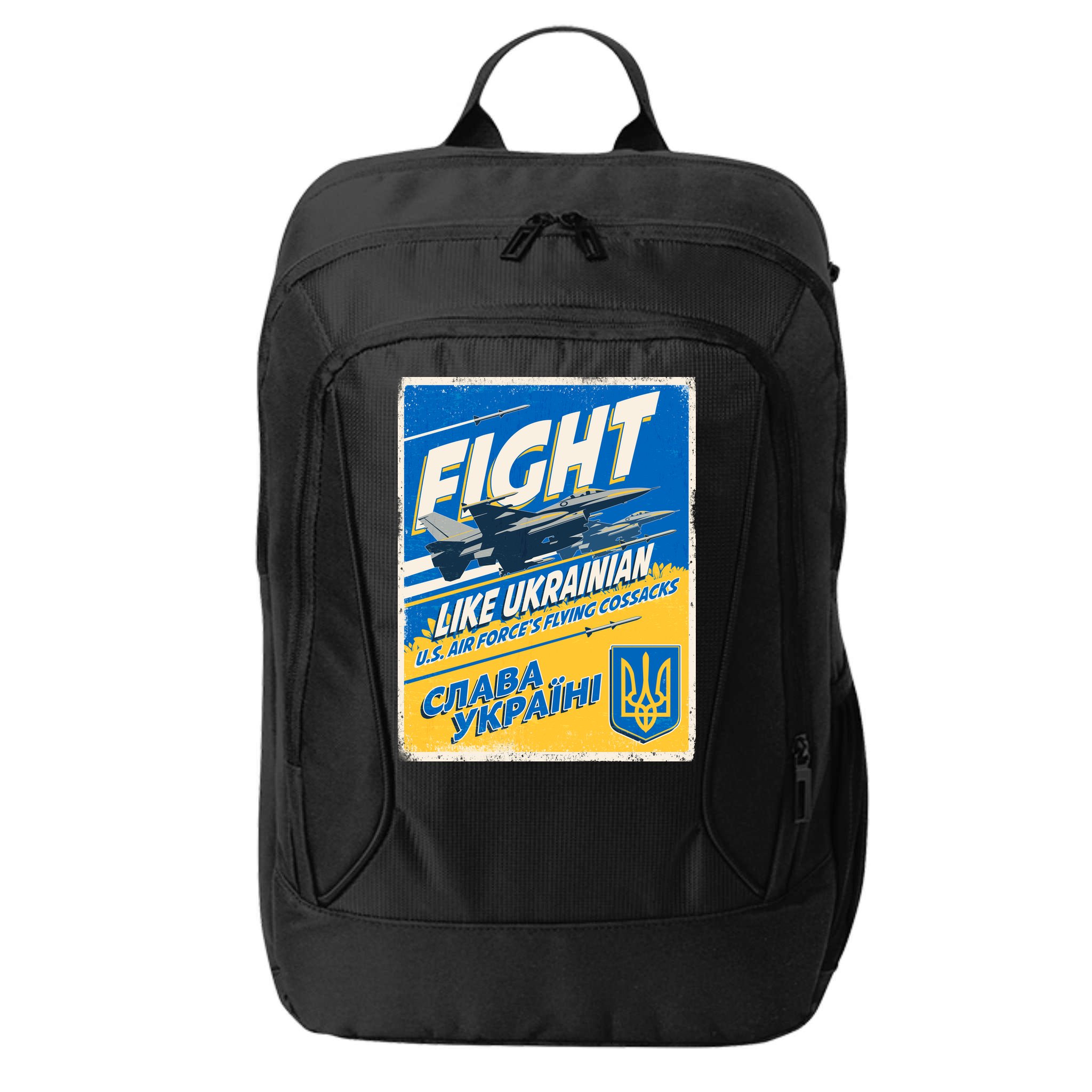 Vintage FIGHT Like Ukrainian US AIR Force's Flying Cossacks Poster City Backpack