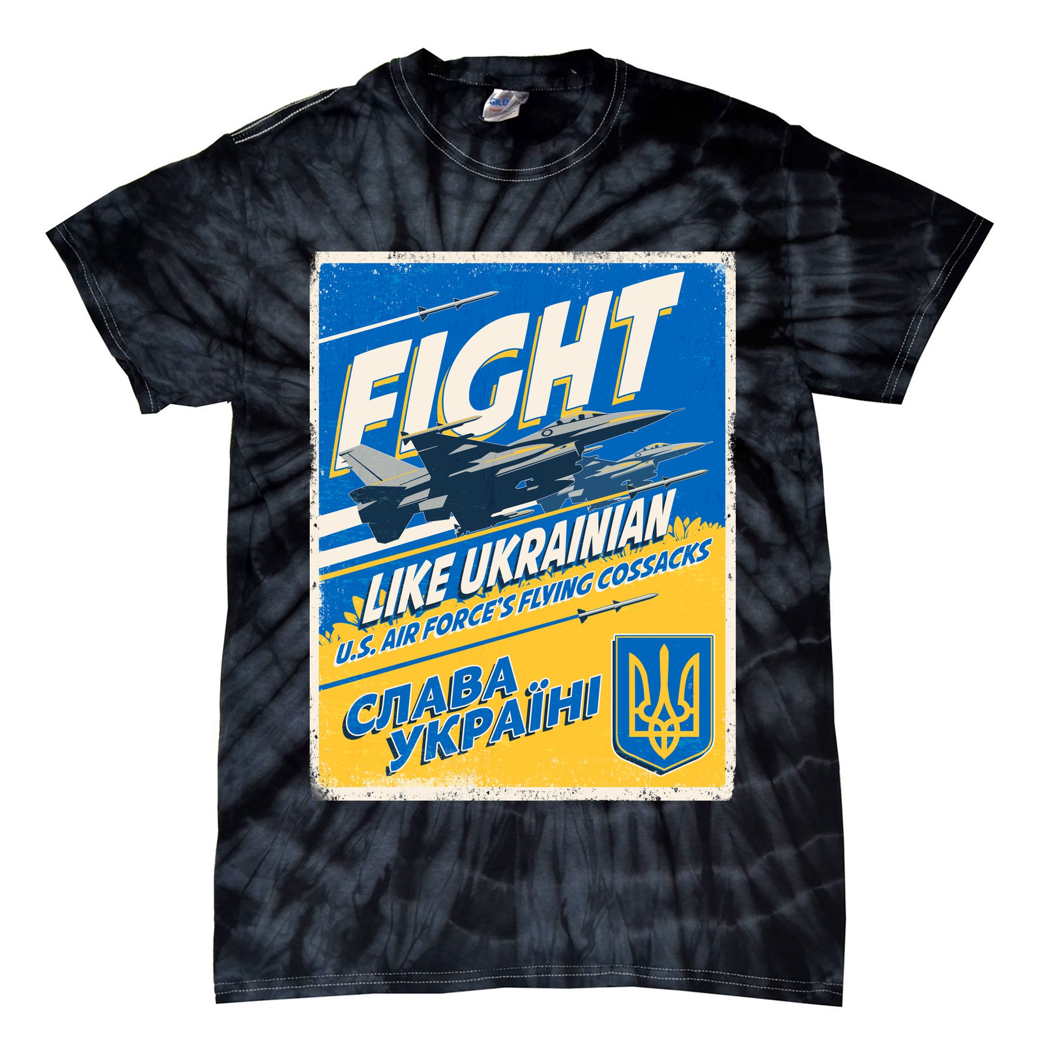 Vintage FIGHT Like Ukrainian US AIR Force's Flying Cossacks Poster Tie-Dye T-Shirt