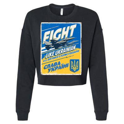 Vintage FIGHT Like Ukrainian US AIR Force's Flying Cossacks Poster Cropped Pullover Crew