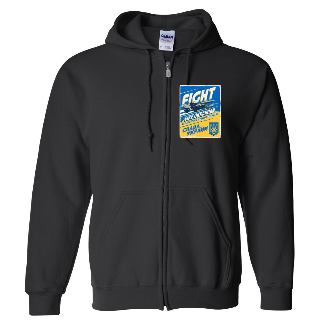 Vintage FIGHT Like Ukrainian US AIR Force's Flying Cossacks Poster Full Zip Hoodie